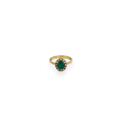 Emerald & Diamond Halo Ring