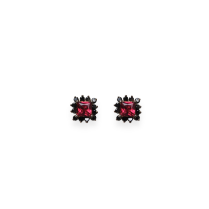 Ruby & Black Diamond Halo Stud