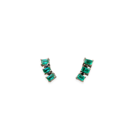 Emerald & Black Diamond Earrings